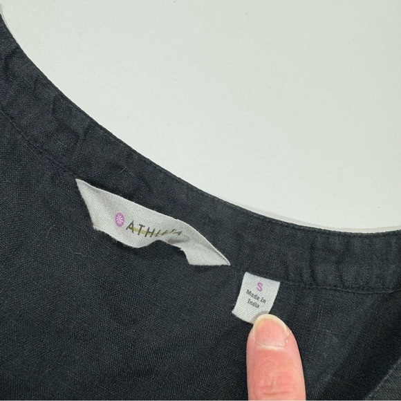 Athleta Meditation Midi Dress Black Linen Size Small - Picture 5 of 7